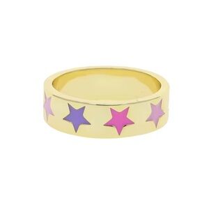 Star Struck Gold Plated Ring with Purple and Pink Enamel Star Accents size 7